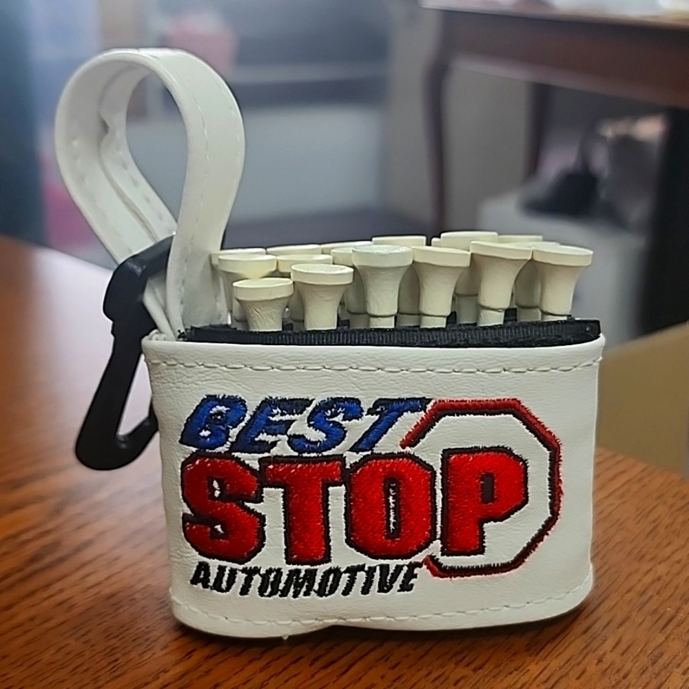 Embroidered golf tee holder clip